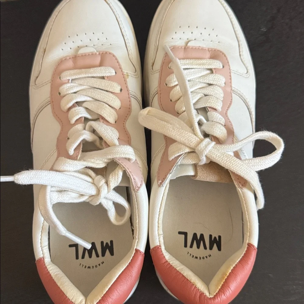 Madewell Court Sneakers in Pink and White Leather Women’s Size 9 - Picture 6 of 10